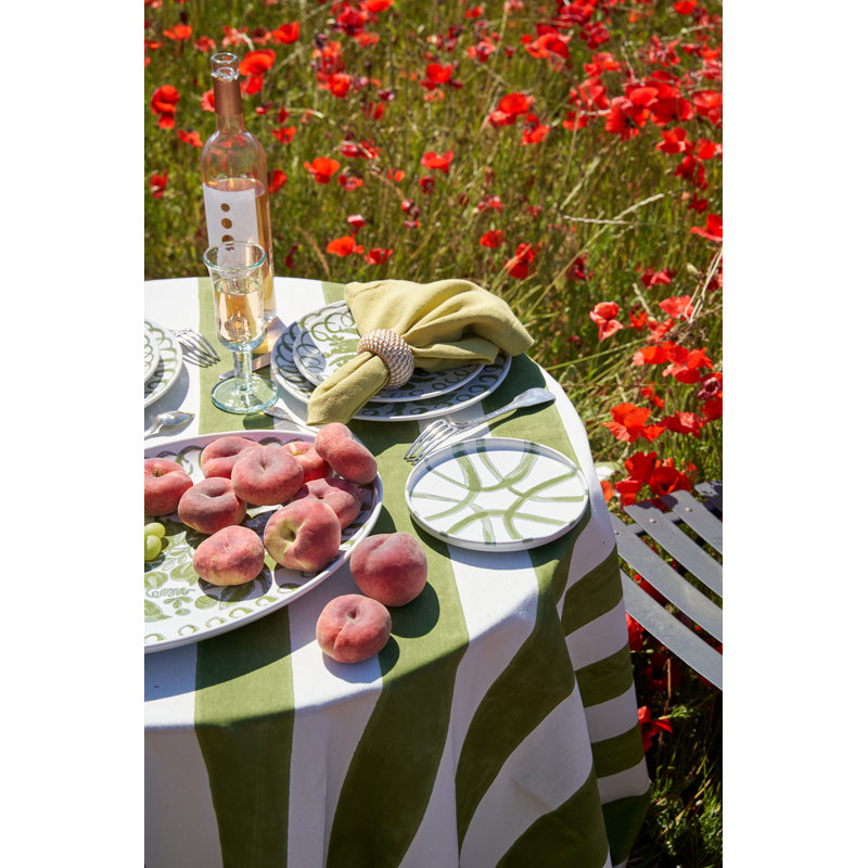 Amalfi Oval Serving Tray - White/Blue - 15.7" x 11", White, Green