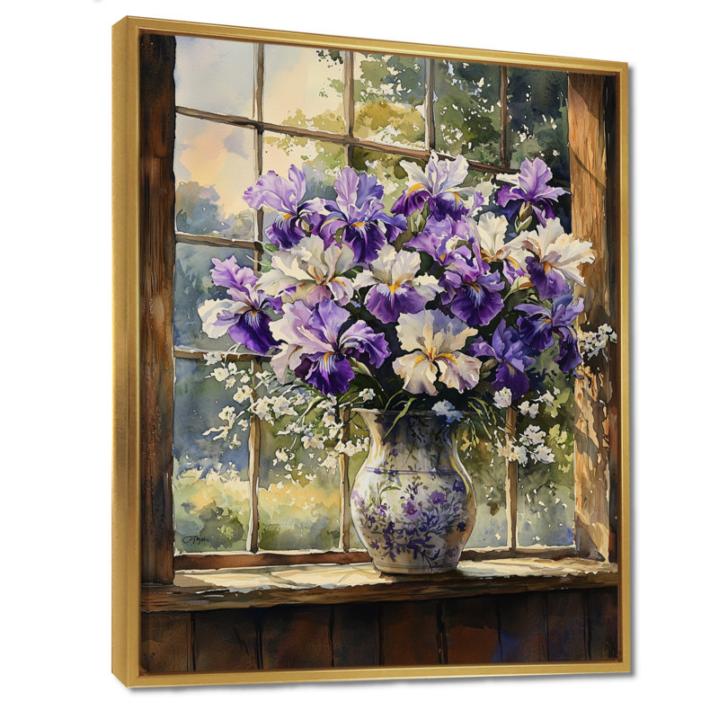 Bouquet de pivoines Roberts Farmyard dans un vase I - Bouquets assortis, impressions encadrées, H 32 po x l 24 po, Doré