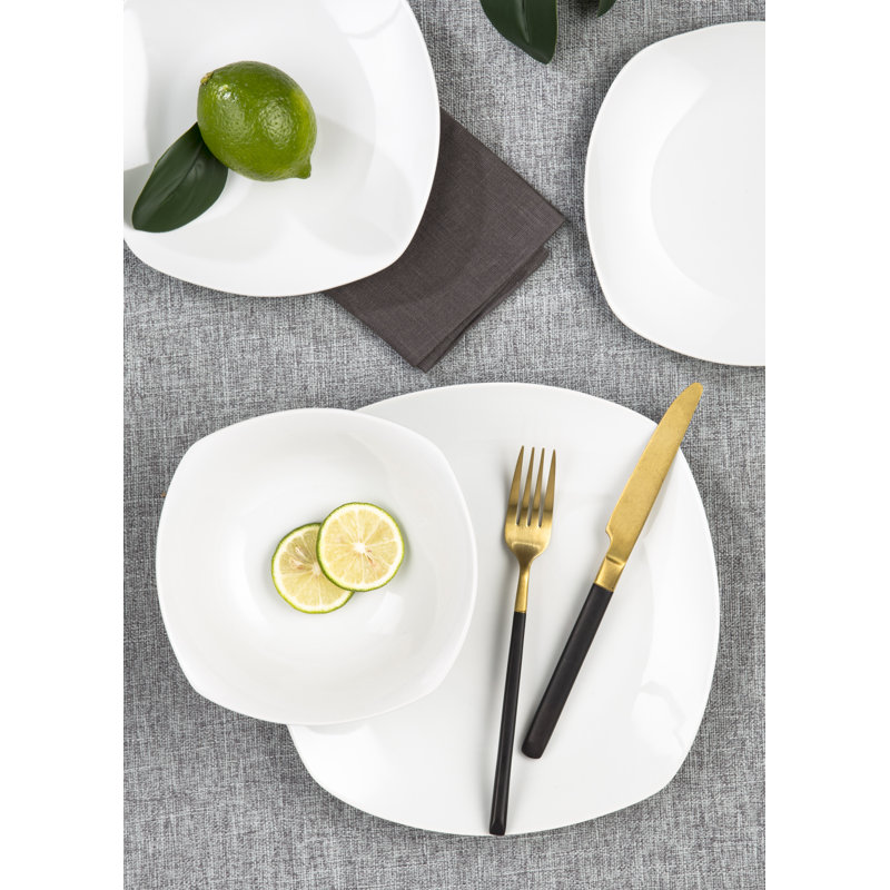 Waterside 18pc Everyday Square White Porcelain Dinner Set