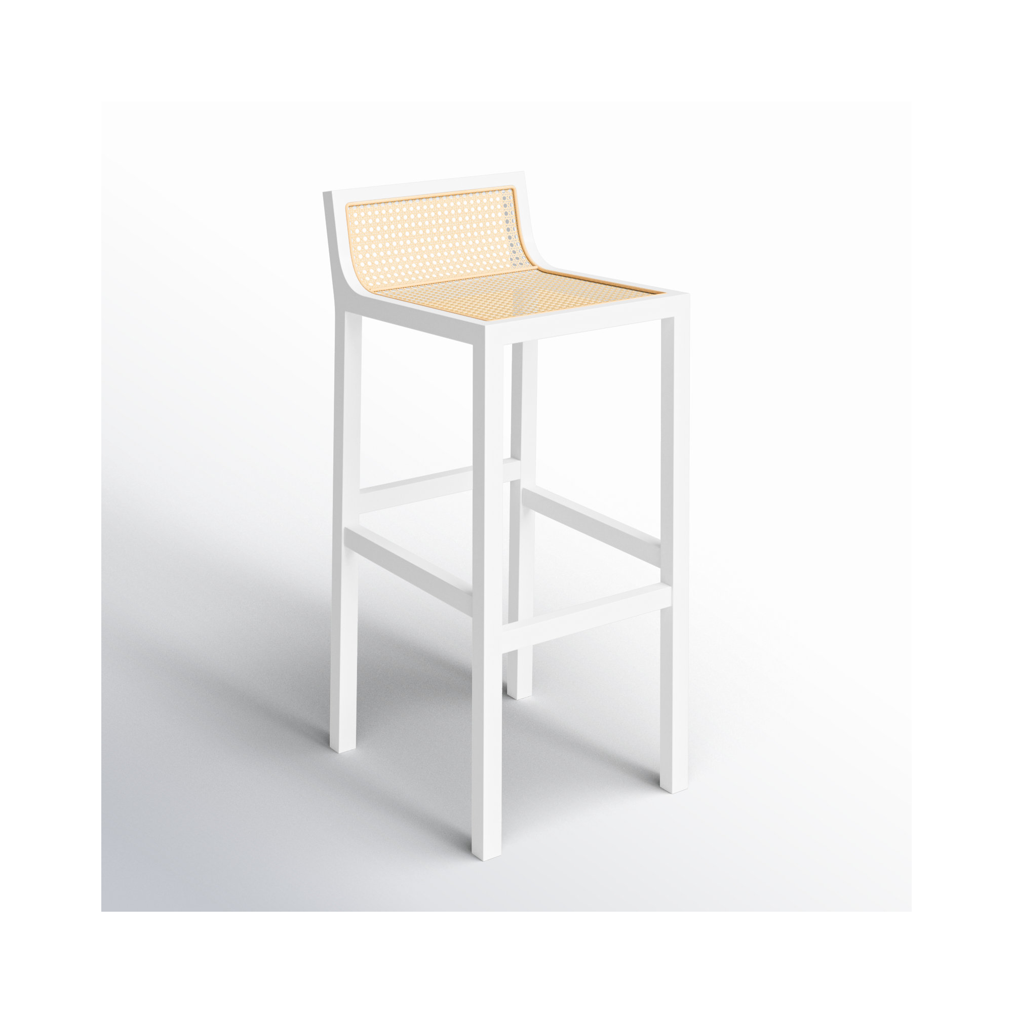 McCarthy Cane Bar & Counter Stool, Bar Stool(31.5” Seat Height), White