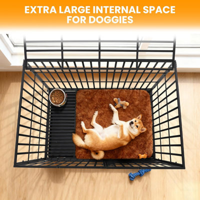 36" Heavy-Duty Dog Crate, Metal Escape-Proof Indoor Kennel with 3 Doors, Removable Tray & Wheels for Medium/Large Dogs