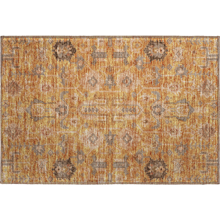 Premium Machine Washable Prisco Terracotta Rug