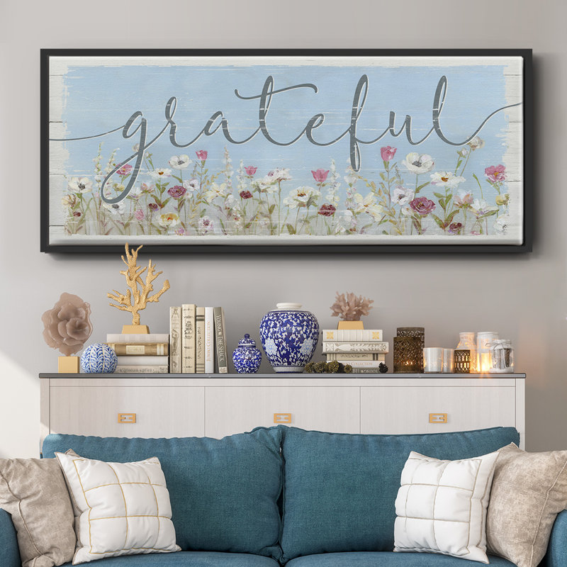 Bloomin Around Grateful- Framed Canvas