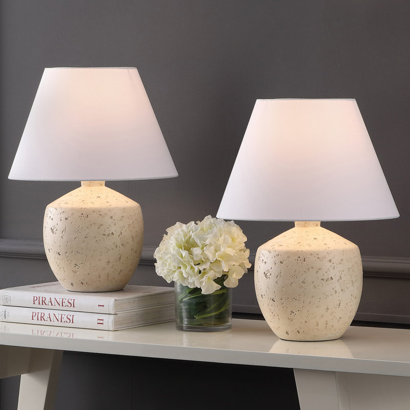 Lampe de table à DEL 18 po Myron, Crème, crème