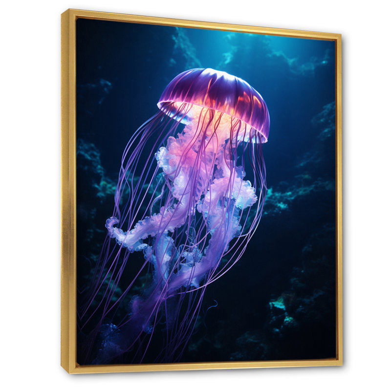 Vannatter Ethereal Glow Jellyfish I - Imprimé, H 20 po x l 12 po x P 1 po, Cadre flottant doré