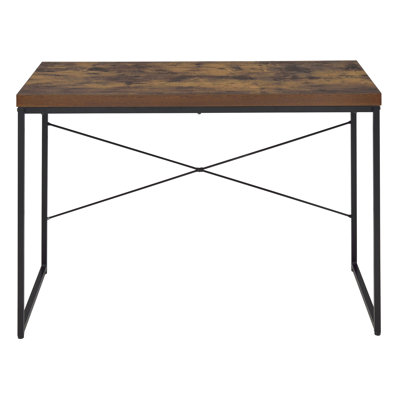 Modern Productivity Table With Weathered Oak And Black Metal Industrial Style Writing Desk In Sled