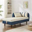 Canapé de rangement 65 po en polyuréthane bleu marine et beige-106471763-106471761