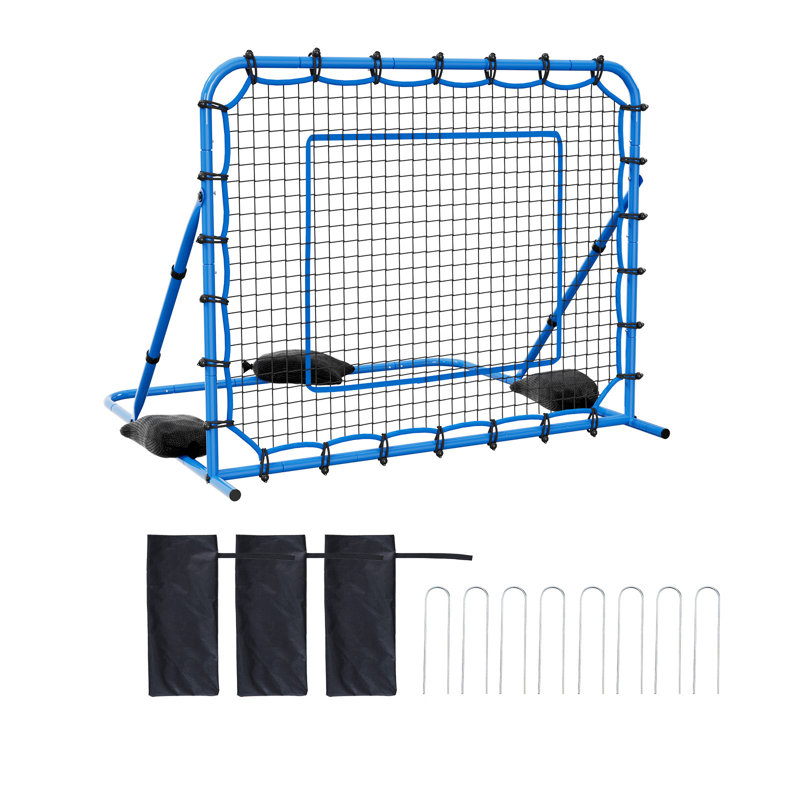 Filet de soccer rebondissant, rebondisseur de but de soccer à angle rapide pour le contrôle, la pratique du dépassement, cadre en fer robuste et filet de polyéthylène, accessoires et équipement d'entraînement de balle facile à installer pour les adolescents et les adultes, 5 x 4 pi