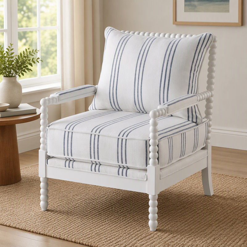 Élégante chaise d'appoint rembourrée avec motif à rayures classique