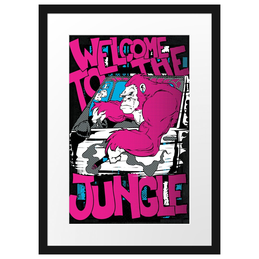 Gerahmtes Poster Welcome To The Jungle Black