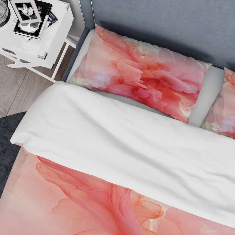 Ensemble de housse de couette abstraite rose polaire Radiance Smoke IV, Housse de couette pour grand lit