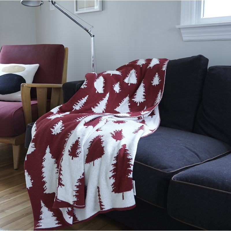 Knitted Throw Blanket, Red