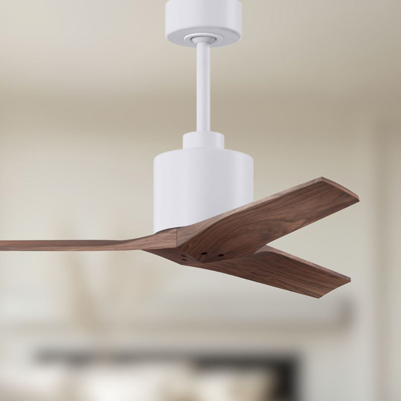 Mollywood - 42" Ceiling Fan - Textured Bronze Finish - Matte Black Blades, Matte White, 42", Walnut