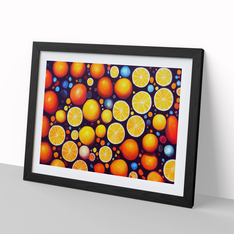 Sliced Oranges Fruit - Framed Print, Black, 46cm H x 64cm W x 2cm D