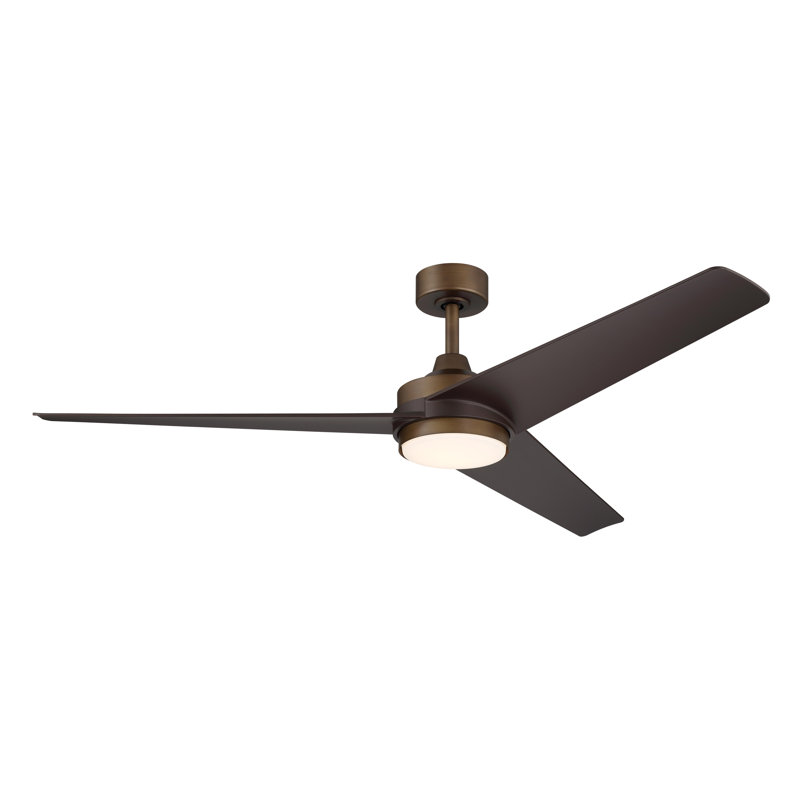 Velto 60" 3-Blade Indoor Heritage Brushed Bronze Smart Ceiling Fan with LED and Wall Control Powered by Bond Home App