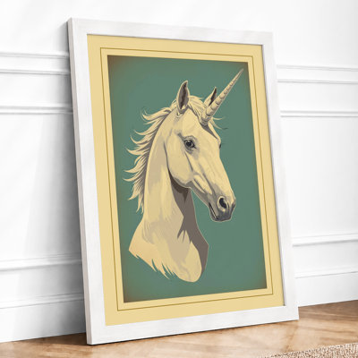 Cream Unicorn Vintage - Framed Print