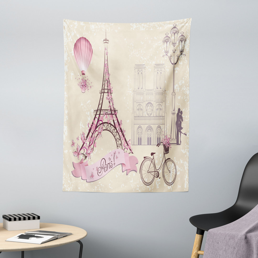 Wandteppich, Floral Paris Eiffel, Paris, Pink