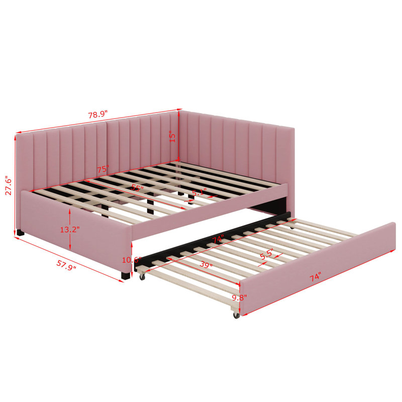 Ayob Upholstered Daybed, Pink