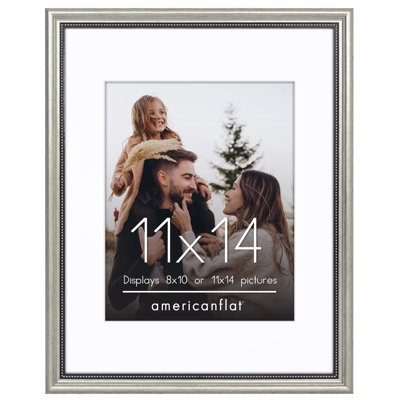 Vintage Picture Frame With Mat And Beaded Accents And Plexiglass Front Cover