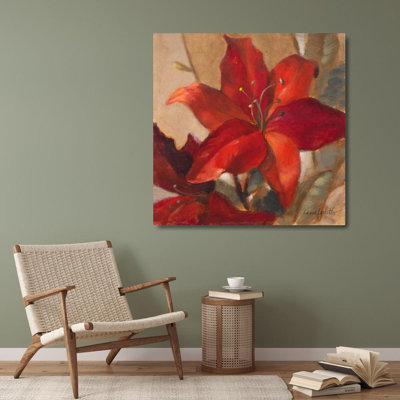 Red Barrel Studio® Loreth, Lanie Gallery Wrapped Canvas Art Titled: Crimson Fleurish II