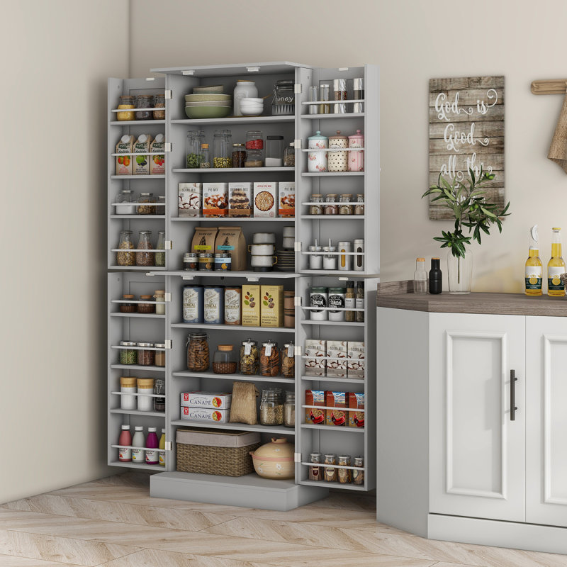 Armoire autoportante de 65 pouces avec portes et tablettes avec portes et tablettes, Gray