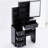 Compact Left Bedside Table Vanity With Padded Stool & Touch Led Mirror, Adjustable Brightness And Three Color Options, Black , American Cabinet Comfortable Touchable Sliding , Style-1247473469