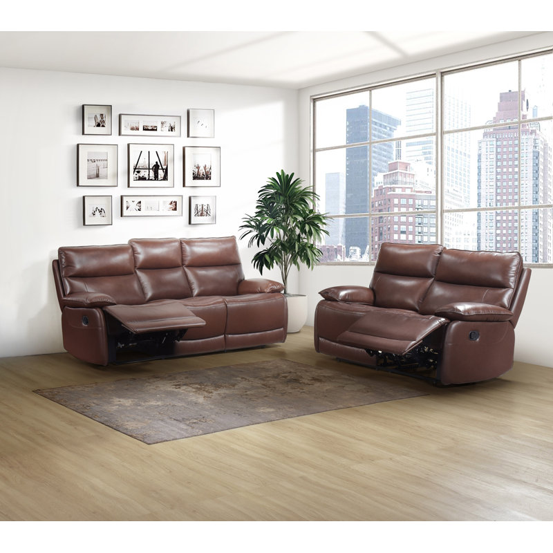 Ensemble 2 pièces: canapé inclinable et causeuse, Brown 2-piece Set