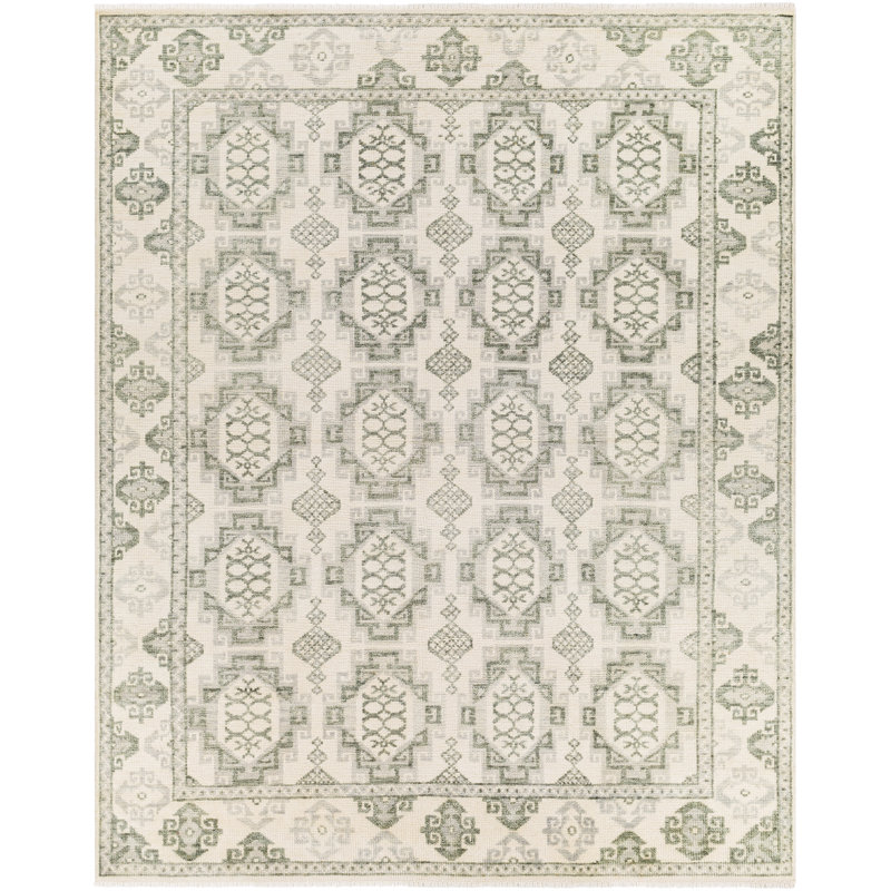 SAMPLE-Oriental Hand Knotted Wool Green Area Rug