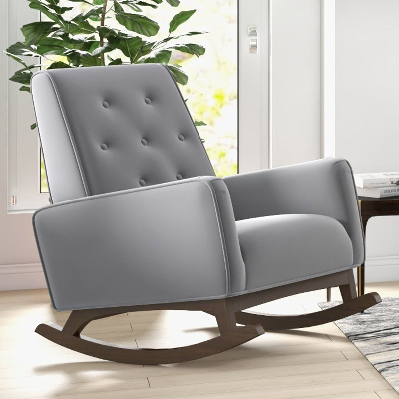 Chaise berçante élégante en tissu gris Demetrius, Gris