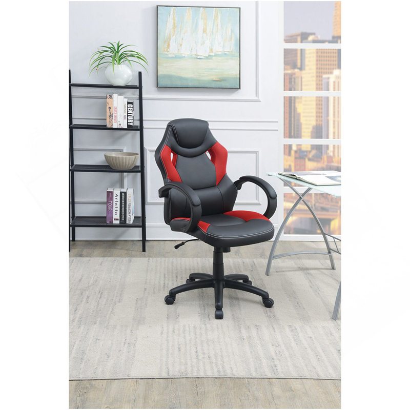 Fauteuil de bureau rembourré 1 pièce, fauteuil de confort rembourré Relax Gaming Office Work noir et rouge