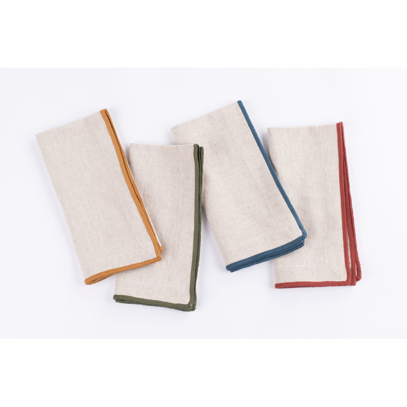Handmade Dining Linen Set, Brown/Dark Green/Navy/Red
