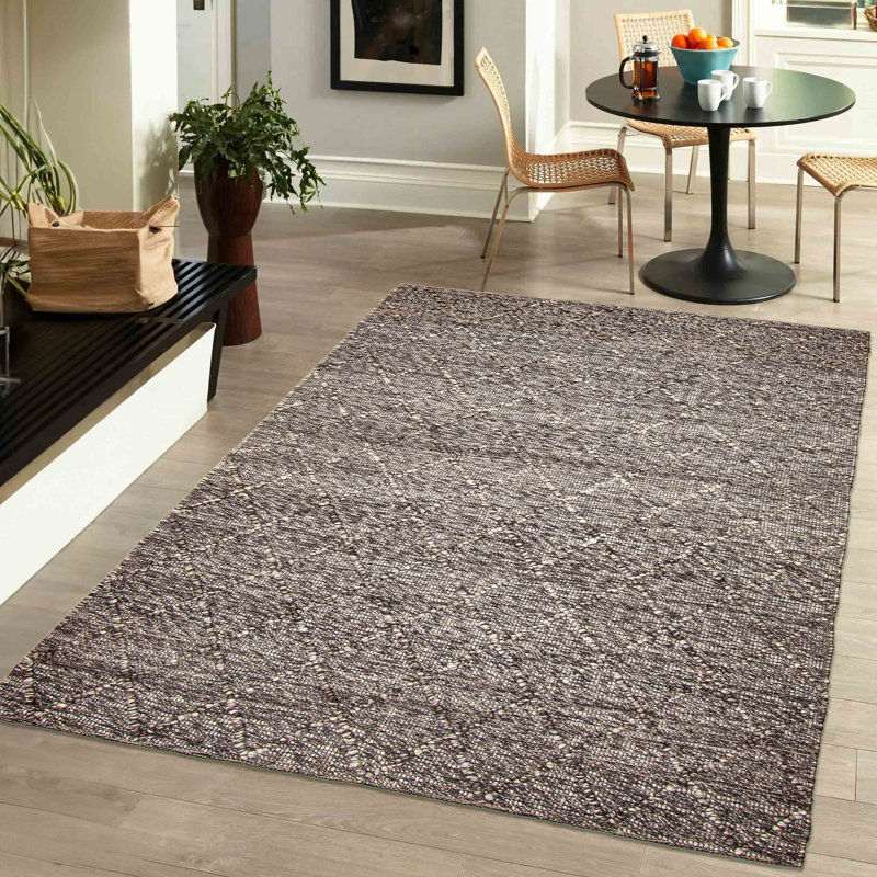 Tapis brun nouvel âge en laine 6 pi 1 po x 8 pi 11 po Delayza