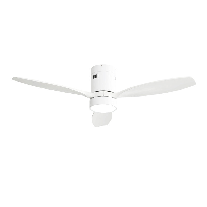 52 Inch Indoor Outdoor Ceiling Fan Solid Wood Fan Blade Noiseless Reversible Motor Remote Control With Light