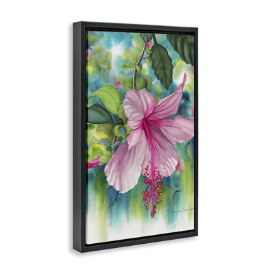 «Delicate Hibiscus Bloom», art mural encadré sur toile flottante, design par Christine Reichow