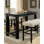 Ensemble de table de bar à hauteur de comptoir 5 pièces en bois antique noir et 4 chaises en ivoire