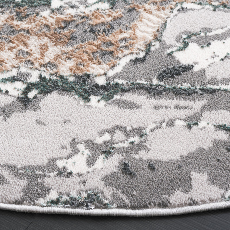 Joonyoung 100 Performance Abstract Rug, Round 6'7"