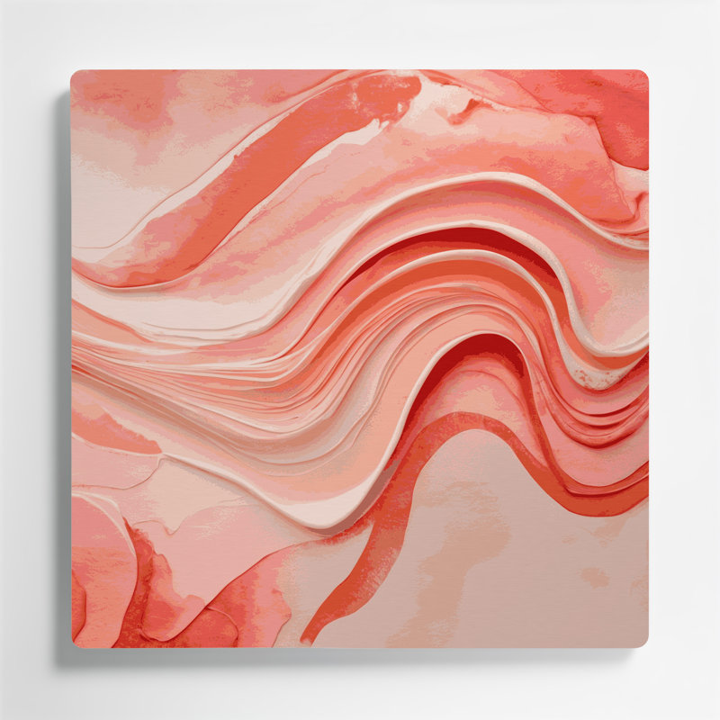 Aquarelle abstraite 1, art mural en métal rose, H 16 po x l 16 po