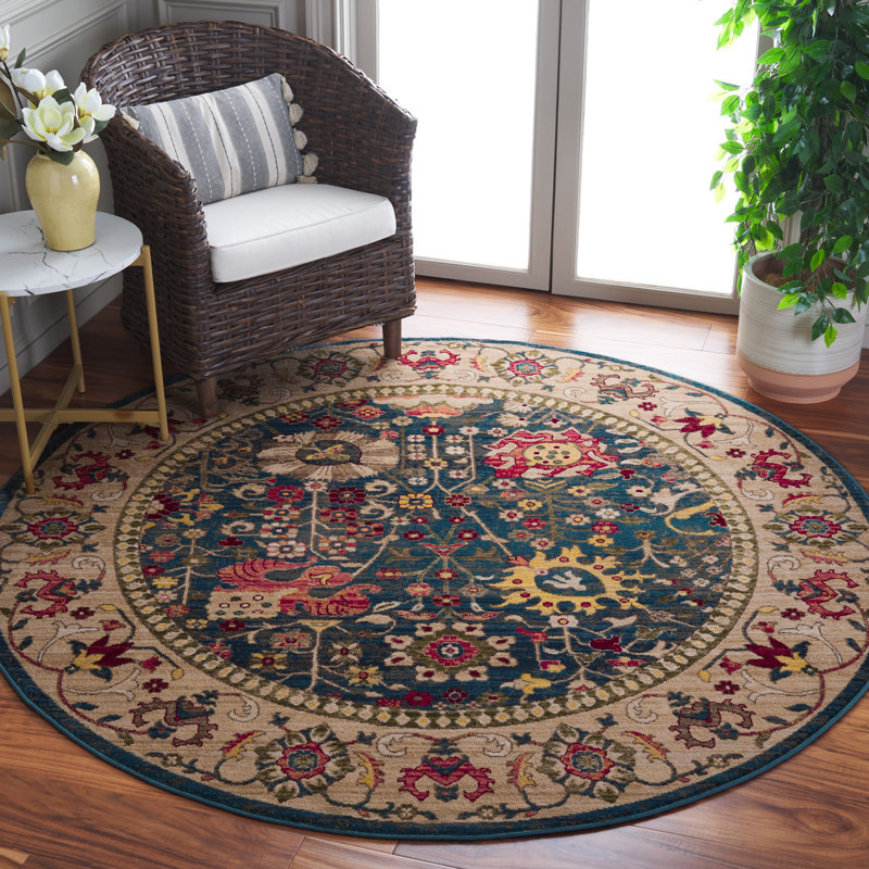 Tapis performance oriental Kurtz, Rond 3 pi 3 po, Blue/Tan
