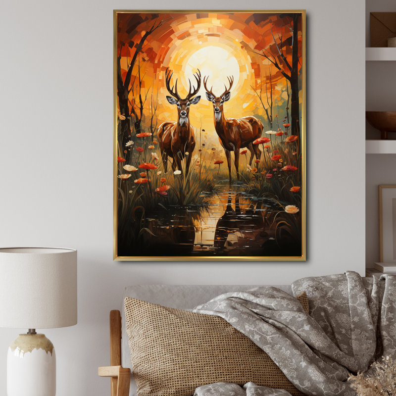 Chalmette, savane africaine symphonie II, Cadre flottant doré, H 40 po x l 30 po x P 1,5 po