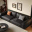 Causeuse-coussin modulable noire en cuir véritable-859006013