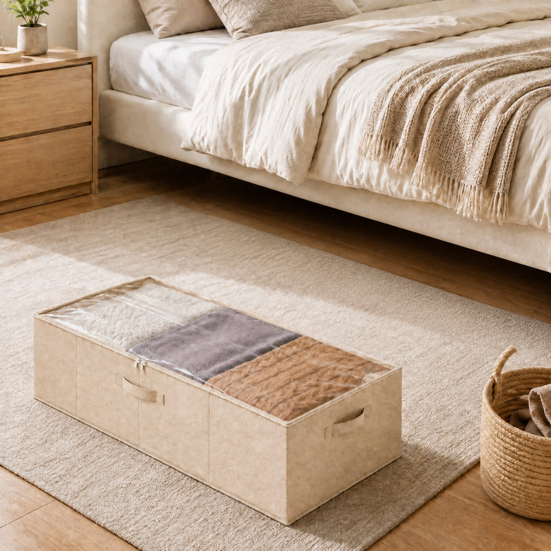 Ensemble de 3 contenants de rangement sous le lit de 10 po de hauteur, grands bacs de rangement avec couvercles pour le rangement de la chambre à coucher, du placard, du dortoir et des couvertures