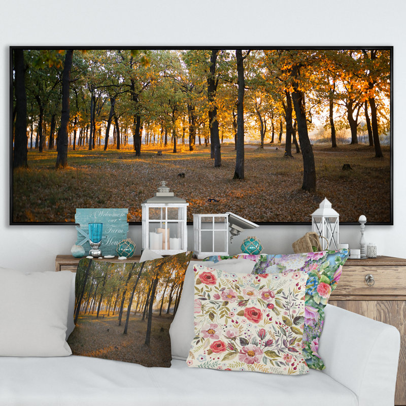 Lever de soleil sur la forêt d'automne - Photographie sur toile, Cadre noir, H 8 po x l 12 po x P 1 po