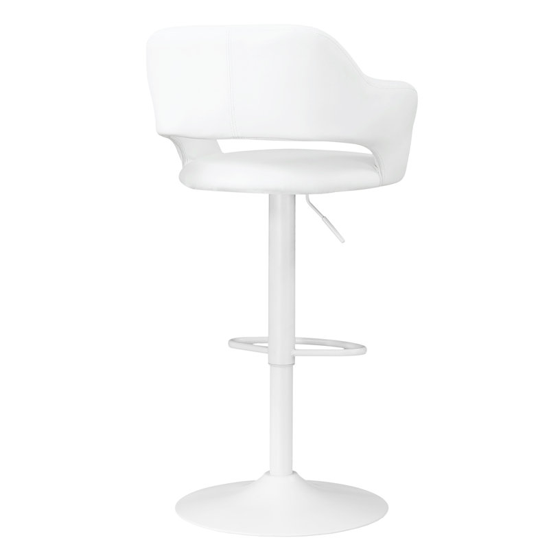 Tabouret de bar pivotant à hauteur réglable, siège de comptoir en métal blanc aspect cuir, pivotant moderne, structure de 25 à 30 pouces