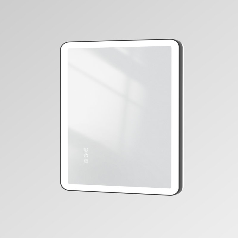 Miroir mural Natalin, 40 po x 32 po, Noir mat, Rectangulaire