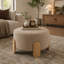 Repose-pieds rond de 24,8 pouces avec tissu en peluche doux et pieds en bois naturel, parfait pour la maison et le bureau