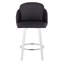 Tabouret de bar à hauteur fixe avec pivot en bois blanc et similicuir noir avec repose-pieds rond chromé - ensemble de 2