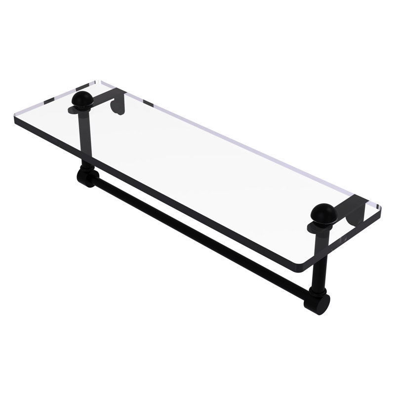 Gober Bracket Shelf with Towel Bar, 16", Matte Black