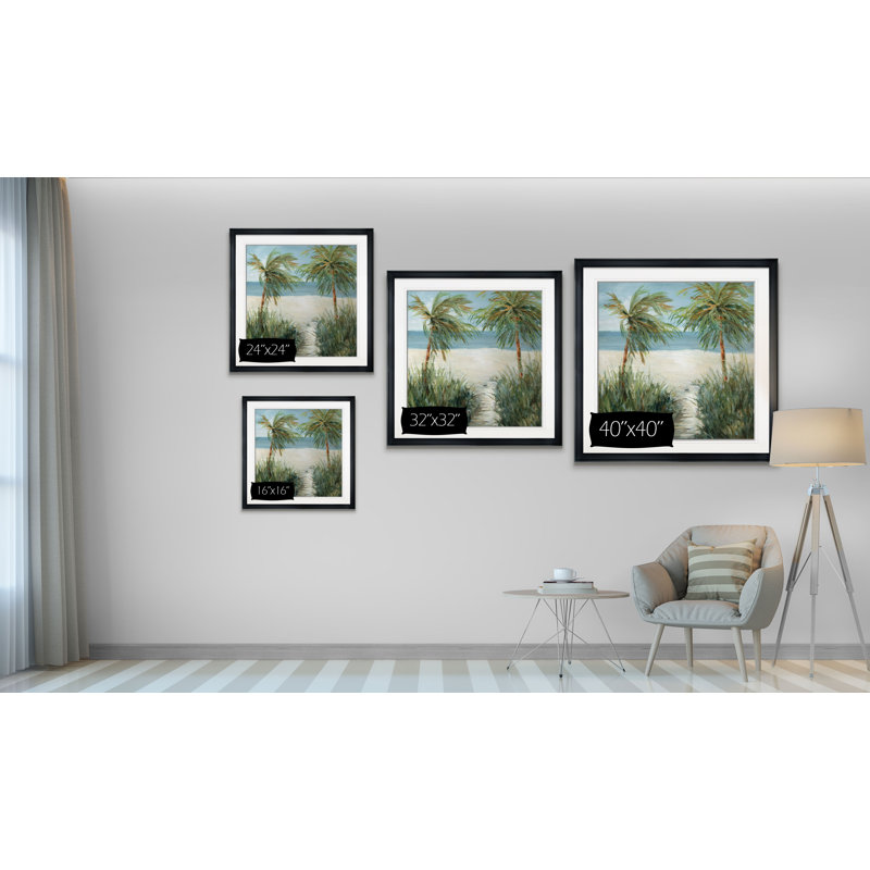 Plage de sable - peinture, H 24 po x l 24 po x P 1,5 po, Cadre noir