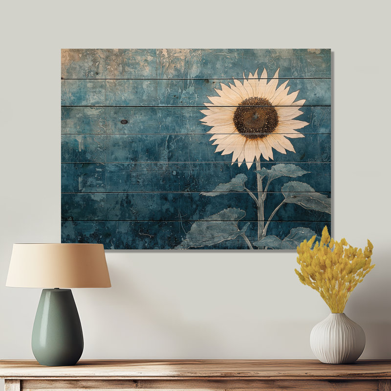 Velours Rêve de tournesol IV - Art mural traditionnel sur bois de pin naturel, H 30 po x l 40 po x P 0,78 po
