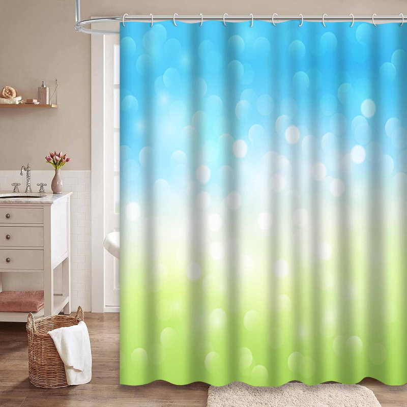 Rideau de douche abstrait vert clair avec 12 crochets, L 72 po x l 72 po